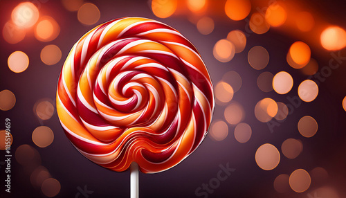 Swirling Lollipop A Vibrant And Appetizing Swirl Lollipop With Red And Orange Colors Stands Out