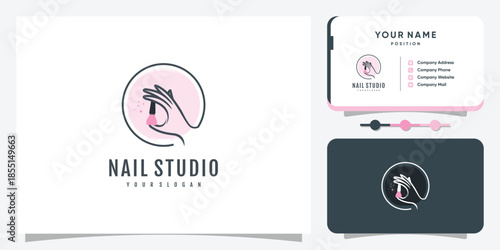 Nail logo design for beauty with creative concept Premium Vector