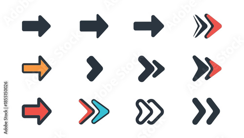 Diverse Collection of Right-Pointing Arrow Icons for Web and UI Design