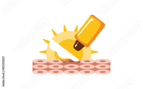 Vibrant sun applying sunscreen to protect skin from UV rays