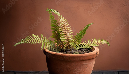 Withered Fern Nestled In A Cracked Terracotta Planter Greenery Erosion Fern