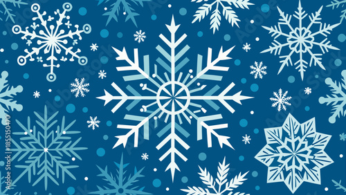 Beautiful blue and white snowflake pattern for winter season and festive holiday designs