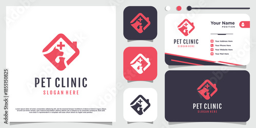 Pet care icon logo design with creative element concept Premium Vector