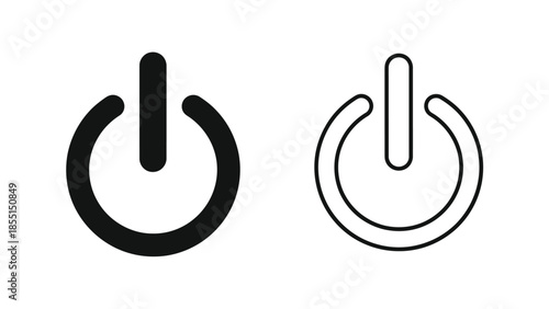 Two power button icons one filled and one outlined side by side