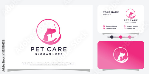 Pet care icon logo design with creative element concept Premium Vector