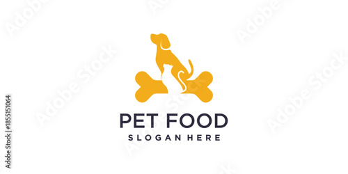 Pet food icon logo design with creative element concept Premium Vector