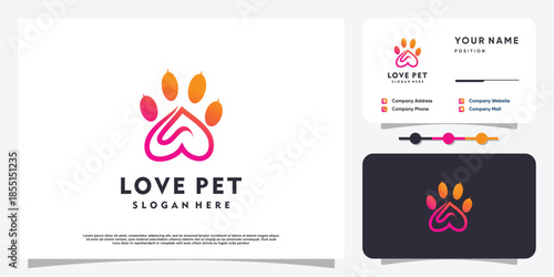 Pet love icon logo design with creative element concept Premium Vector