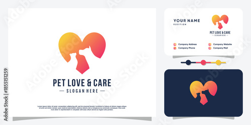 Pet love icon logo design with creative element concept Premium Vector