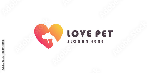 Pet love icon logo design with creative element concept Premium Vector