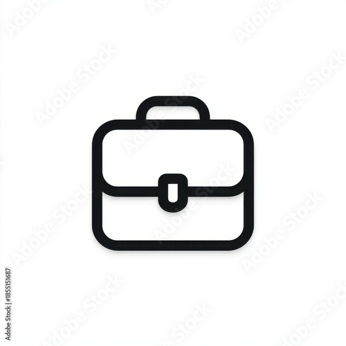 Minimal monochrome business briefcase icon with thin line style, simple design, and modern look, perfect for office, corporate, or professional use, evoking clean and organized feeling