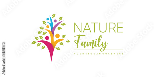 Nature family icon logo design with creative modern style Premium Vector