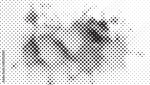 Abstract black and white halftone dot pattern creating a retro gradient texture for graphic design use