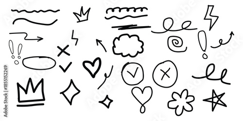 Hand drawn doodle icons and symbols collection