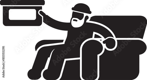 elderly man sitting comfortably on a couch and holding a television remote control device