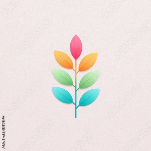 Pastel minimal nature leaf icon with soft colors, simple design, and gentle texture, evoking calm and peaceful feelings, perfect for modern decor or eco themes