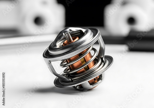 Car engine thermostat part isolated on white background