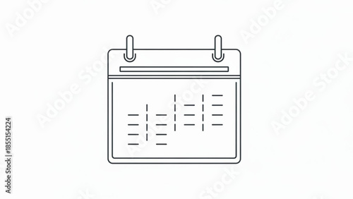 Calendar Icon Line Art Isolated on White Background