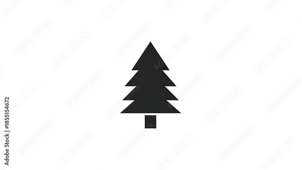Fototapeta premium Simple black silhouette of a pine tree on white background