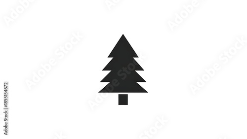 Simple black silhouette of a pine tree on white background