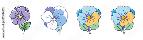 Watercolor pansy flower illustration, floral design element, botanical art, spring flowers, violet bloom, flora, nature art