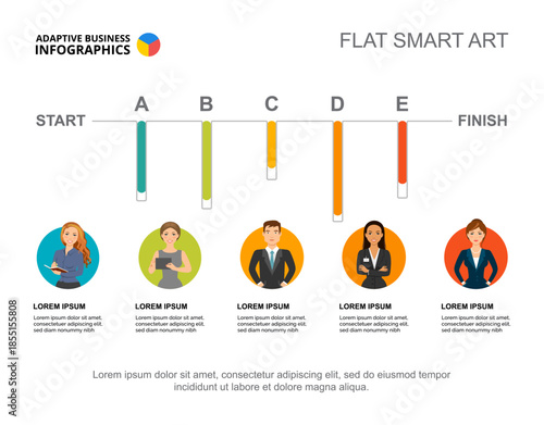Five elements startup process chart template for presentation