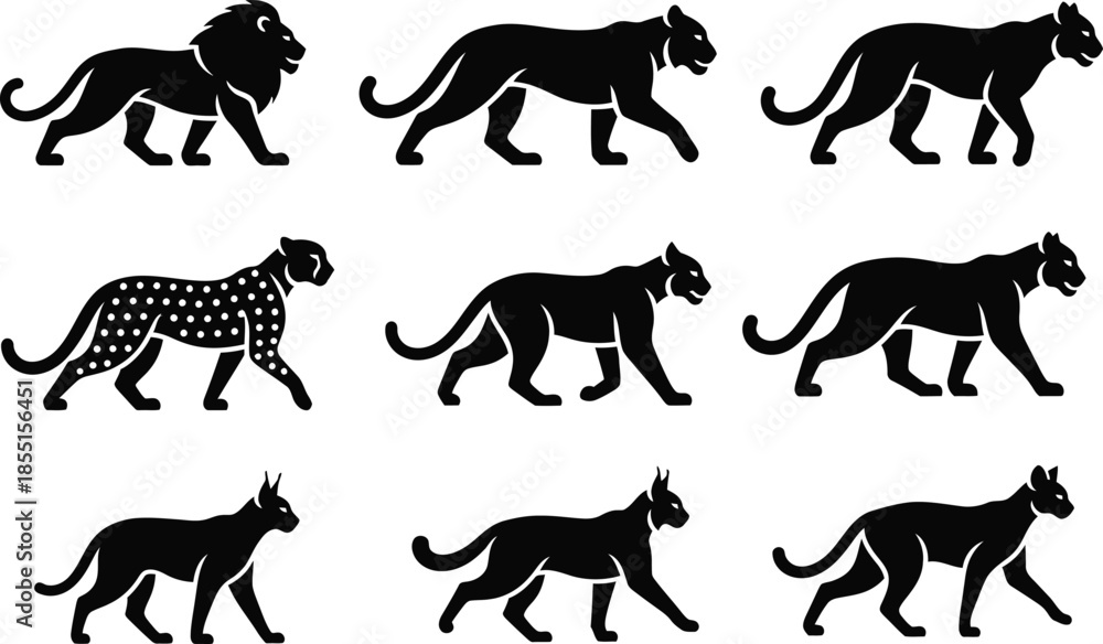 Fototapeta premium Running Wild Animal Silhouette Icons