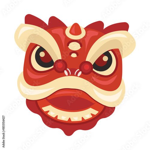 illustration of a lion dance head, Chinese lion dance