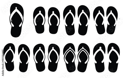 Silhouette of flip flops vector icon set collection. summer icons concept isolated on white, vector illustration