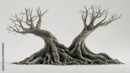Gnarled Trees with Intertwined Roots