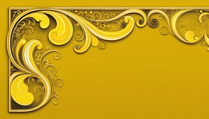 ornate yellow corner design elegant swirls
