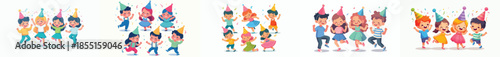 vector of children dancing happily at a party celebration