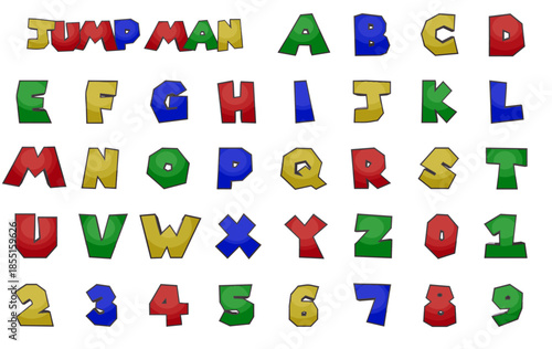 JumpMan Alphabet Illustration video game cartoon 3d