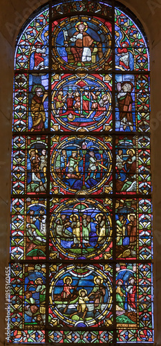 Stained glass window in church