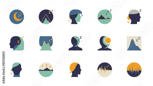 Collection of Human Head Silhouettes with Landscapes.
