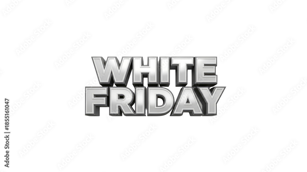 Fototapeta premium White Friday metallic letters on Transparent Background