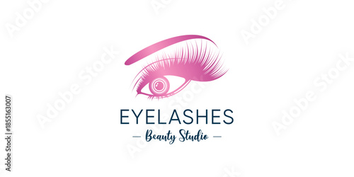Eyelashes icon logo design with creative beauty element style Premium Vector