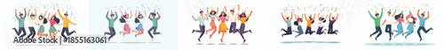 vector of friends jumping happily celebrating new year