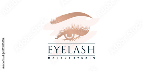 Eyelashes icon logo design with creative beauty element style Premium Vector