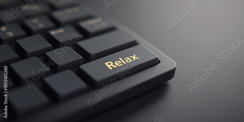 Wallpaper Mural Computer keyboard featuring a golden Relax key, symbolizing stress relief, break, and digital well being at work Torontodigital.ca