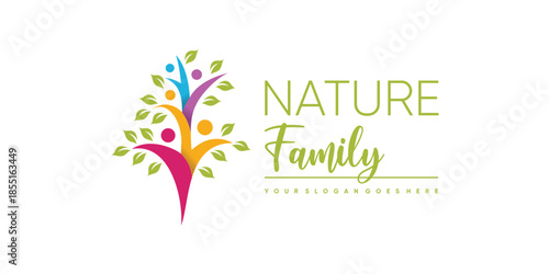 Nature family icon logo design with creative modern style Premium Vector