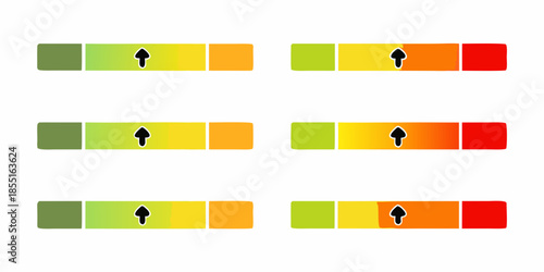 Colorful gradient bars with arrows showing direction arranged in a grid pattern