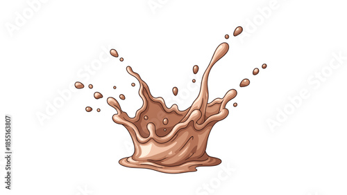 Realistic splash of light brown chocolate or milk, dynamically frozen in motion, perfect for food and drink concepts.
