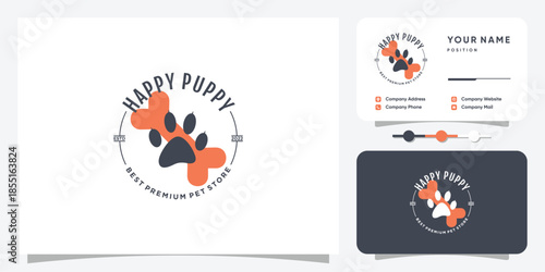 Pet icon logo design with creative element concept Premium Vector