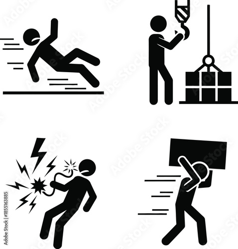 Set of black and white depicting different types of trash bins and waste containers