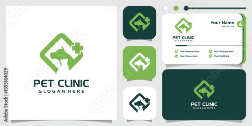Pet care icon logo design with creative element concept Premium Vector