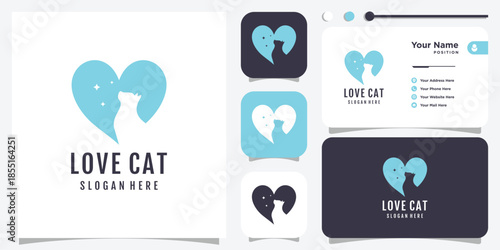 Pet love icon logo design with creative element concept Premium Vector