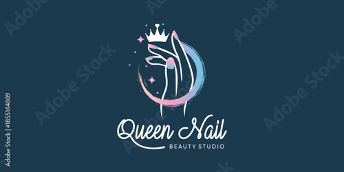 Nail vector icon logo design with modern and unique style Premium Vector