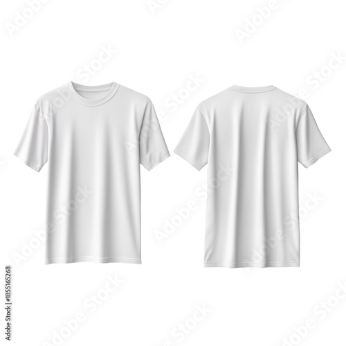 plain white t-shirt mockup template, front and back view isolated on transparent background