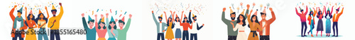 vector of friends raising their hands to celebrate the new year