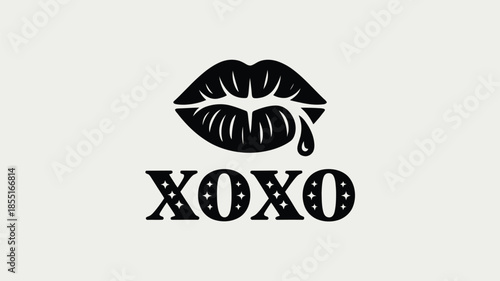 Chic graphic of dripping lips combined with starry xoxo for a touch of love and affection Vector